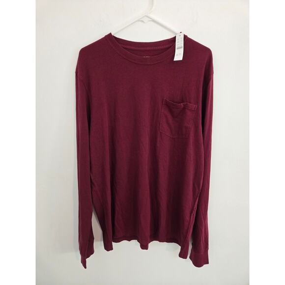 J.crew NWT Long-sleeve jersey tee burgundy mens size XL TALL with pocket - Picture 1 of 4